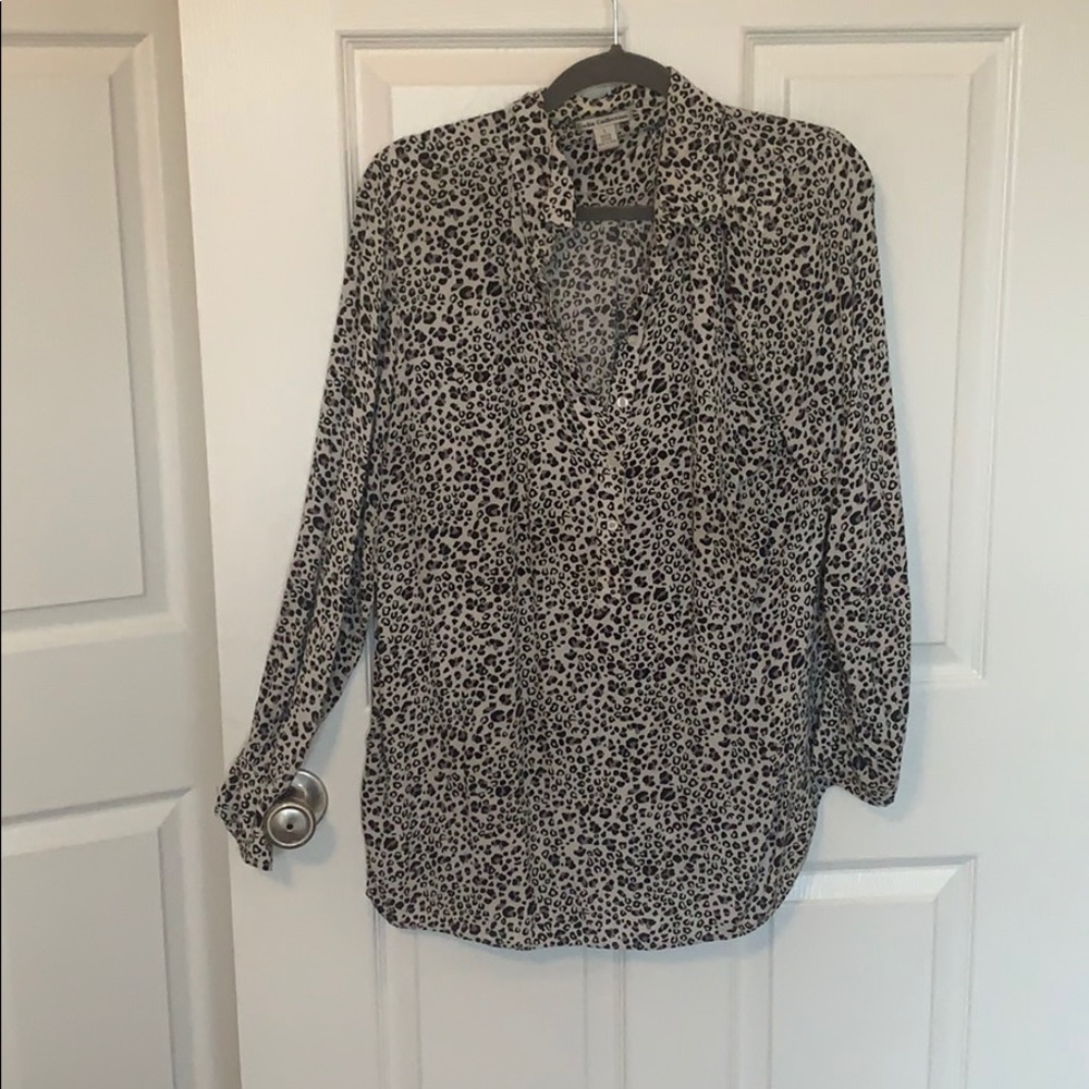 White & Black Cheetah Print Blouse